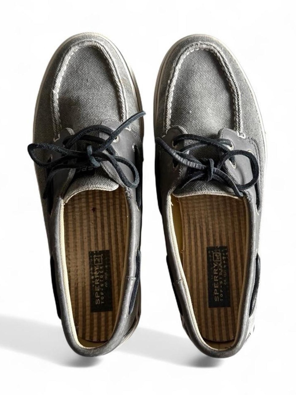 Sperry Bahama II gray canvas boat shoes - preppy classic coastal
